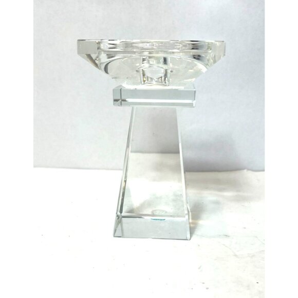 Crystal Glass Taper Candle Holder Elegant Pyramid Design Wedding Romance Dinner - Picture 5 of 7